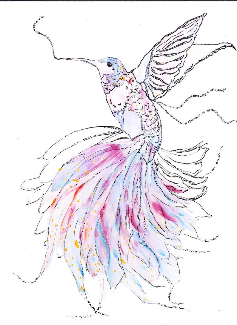 Carte de voeux impression illustration d'un délicat colibri. Idéal pour toutes les occasions image 2