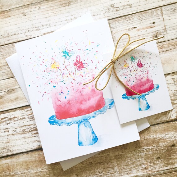 Watercolour illustration note card print with matching gift Etsy