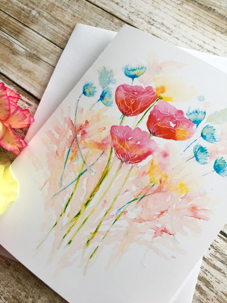 Carte de voeux fleurs aquarelles Idéale pour toutes les occasions image 1