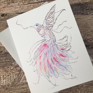 Carte de voeux impression illustration d'un délicat colibri. Idéal pour toutes les occasions image 3
