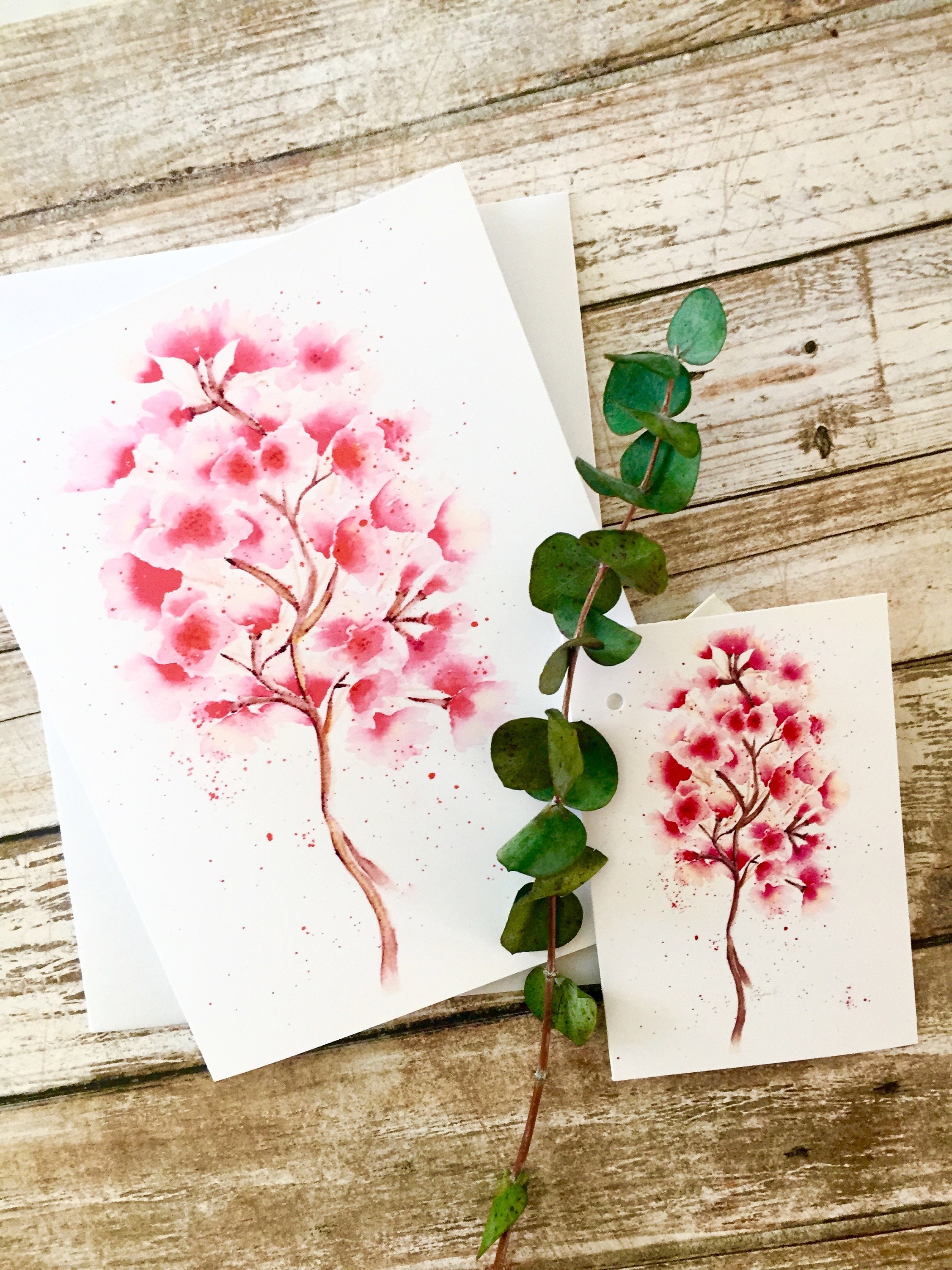 Watercolour Illustration Note Card With Matching Gift Tag