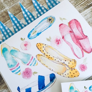 Carte de voeux illustration aquarelle jolies chaussures d'été