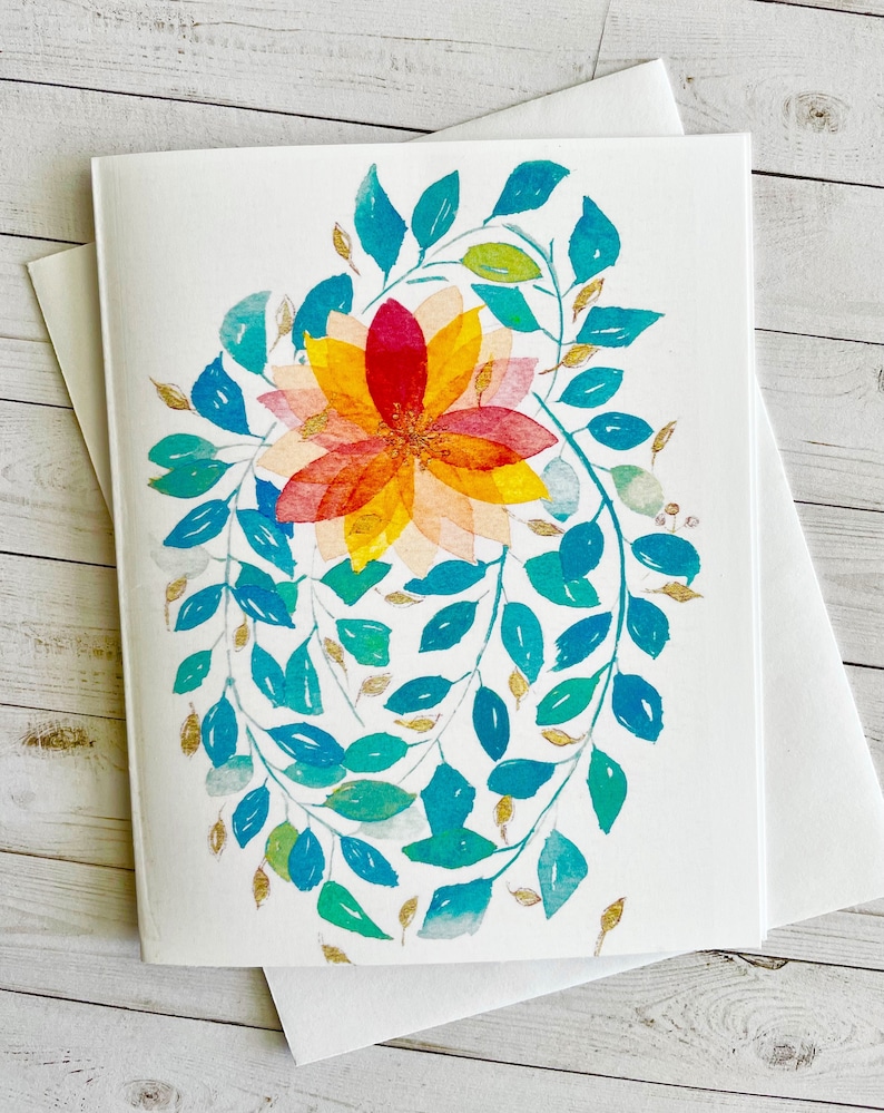 Carte de correspondance aquarelle imprimée de fleurs d'oranger. Idéal pour toutes les occasions image 1