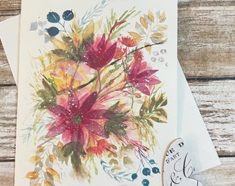 Carte de voeux illustration aquarelle de bouquet floral vibrant