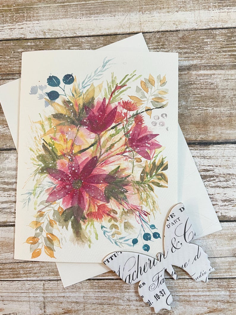 Carte de voeux illustration aquarelle de bouquet floral vibrant image 1