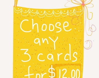 MIX & MATCH Lot de 3 cartes de vœux. Cartes 5,5 x 4,25 Choisissez parmi les trois cartes répertoriées. Indiquez ceux que vous voulez lors de votre commande