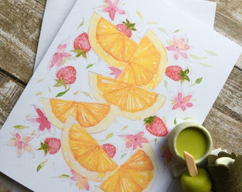 Carte de voeux « Délice d'oranges et de fraises »