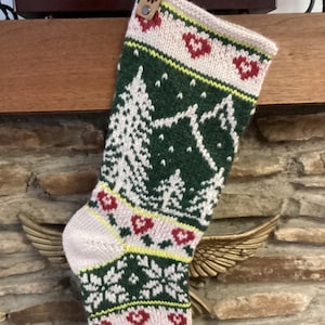 Handknit Holiday Stocking: Peruvian Wool Mountain Design