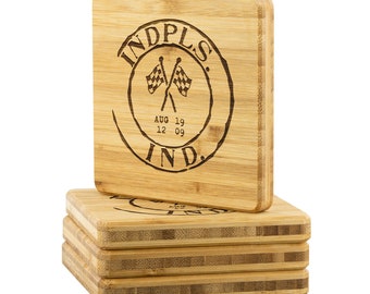 Indy 500 Vintage Stamp Bamboo Coasters (4pc)