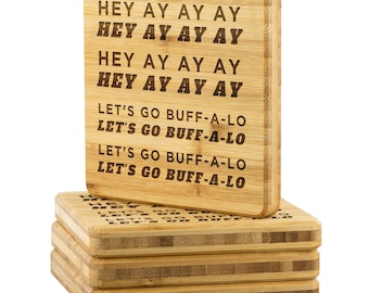 Bills Mafia Bamboo Coasters - Let's Go Buff-a-lo - Set of 4