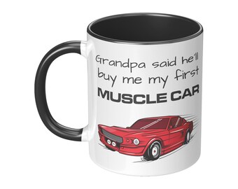 Muscle Car Baby Reveal Mug: Grandpa Gift, Car Lover Present