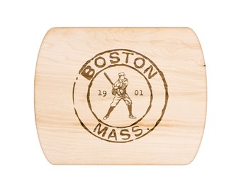 Boston Baseball Vintage Stamp Hardwood Cutting Board: Charcuterie Cheese Board