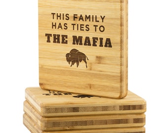 Bills Mafia Bamboo Coasters: Funny Buffalo Bills Fan Gift
