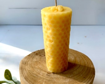 Honeycomb Beeswax Pillar Candle: Natural Essential Oil Candle