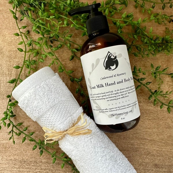 Cedarwood and Rosemary Goat Milk Hand and Body Wash ~Woodsy Goat Milk Soap ~Liquid Goat Milk Soap ~Natural Soap ~Rustic Liquid Soap