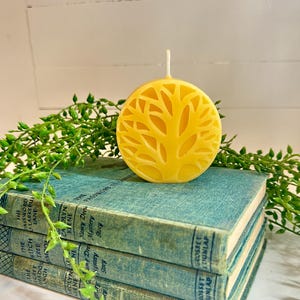 Tree of Life Pillar Candle, Beeswax Pillar Candle, Natural Healthy Candle, Pure Beeswax, Hygge Home, Clean Candle, Tree of Life