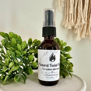 Tónico facial para piel madura, tónico de hamamelis, spray facial, cuidado de la piel sana, spray tónico facial natural, tónico natural para el cuidado de la piel.