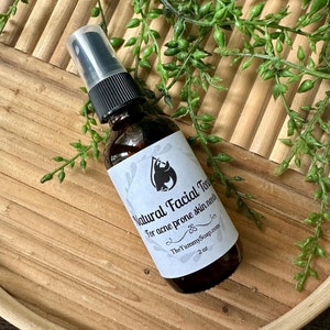 Tónico facial para pieles propensas al acné, tónico de hamamelis, spray facial, cuidado holístico de la piel, tónico facial natural, tónico para el acné, cuidado natural de la piel