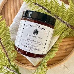 Palmarosa, Bulgarian Lavender, and Ylang Ylang Goat Milk Lotion 8 oz, English Cottage Garden Scent Lotion, Natural Lotion, Flower Lotion