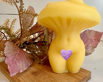 Beeswax Mushroom Pillar Candle: Feminine Hygge Home Decor