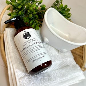 Hand- en bodywash geitenmelk, Midnight in the Garden vloeibare geitenmelkzeep, vloeibare geraniumroos en ylang-ylang vloeibare zeep geitenmelk, body wash