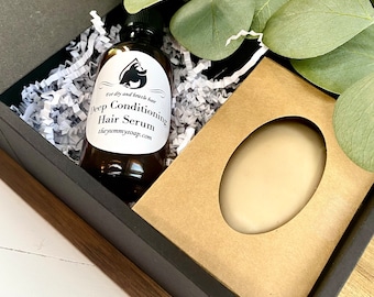 Goat Milk Shampoo Bar & Hair Serum Set: Dry Hair Care