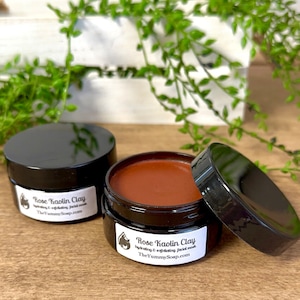 Rose (Pink) Kaolin Clay Facial Mask, Clay Mask, Rose Facial Mask, Sensitive Skin Facial Mask, Anti-Aging Facial Mask, Mature Skin Face Mask