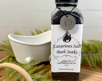 Exhale Luxurious Salt Bath ~Salt Soak ~ Pink Himalayan Salt ~Dead Sea Salt ~Mediterranean Sea Salt ~Black Hawaiian Lava Salt