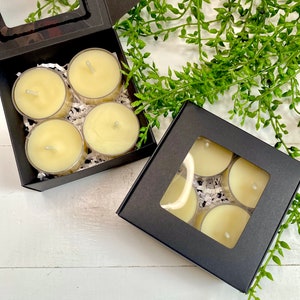 Beeswax Tealight Candles: Air Cleansing, Essential Oils (Set of 4)