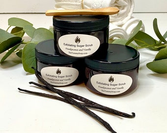 Frankincense and Vanilla ~Exfoliating Body Scrub ~Chemical Free Exfoliation ~Organic Sugar Scrub ~Vanilla Bean Body Scrub