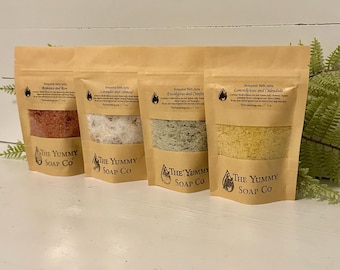 Sales de baño naturales: rosa, lavanda y mezcla botánica