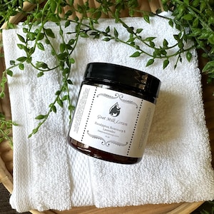 Eucalyptus-rozemarijn-lavendel-geitenmelklotion: natuurlijke droge huidverzorging (4 oz)