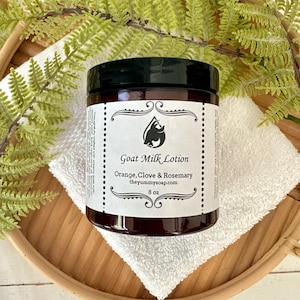 Orange, Clove, and Rosemary Goat Milk Lotion, Goat Milk Lotion 8 oz, Revitalizing Lotion, Natural, Thick & Creamy Lotion, Lotion for Eczema