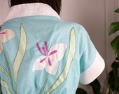60s Embroidered Applique Cotton Robe