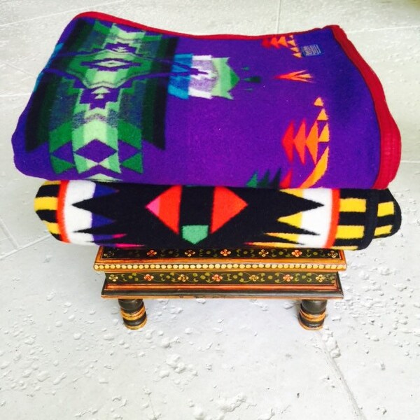 Purple Pendleton Chief Joseph Beaver State Wool Blanket // REVERSIBLE Arrow Zig Zag