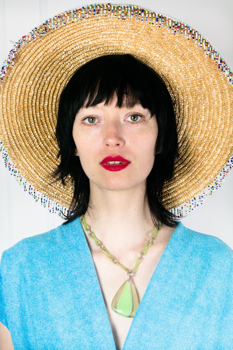 Beaded Woven Sun Hat