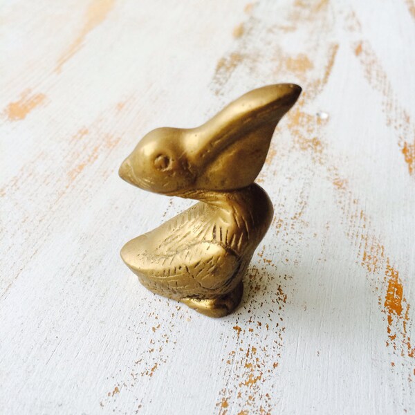 Small Brass pelican // paper weight // vintage office