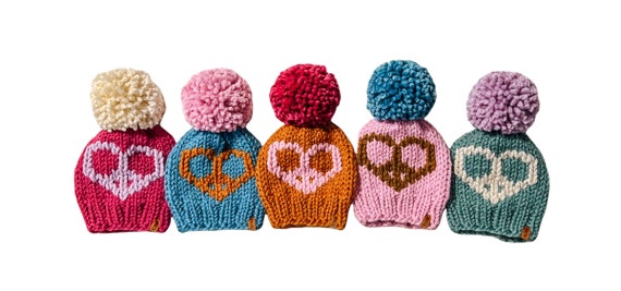 Crocheted  Peace Sign Beanie Hat - Pink & Purple Ravelry: Peace Sign Graph Hat Pattern pattern by Lisa Jelle main image 2