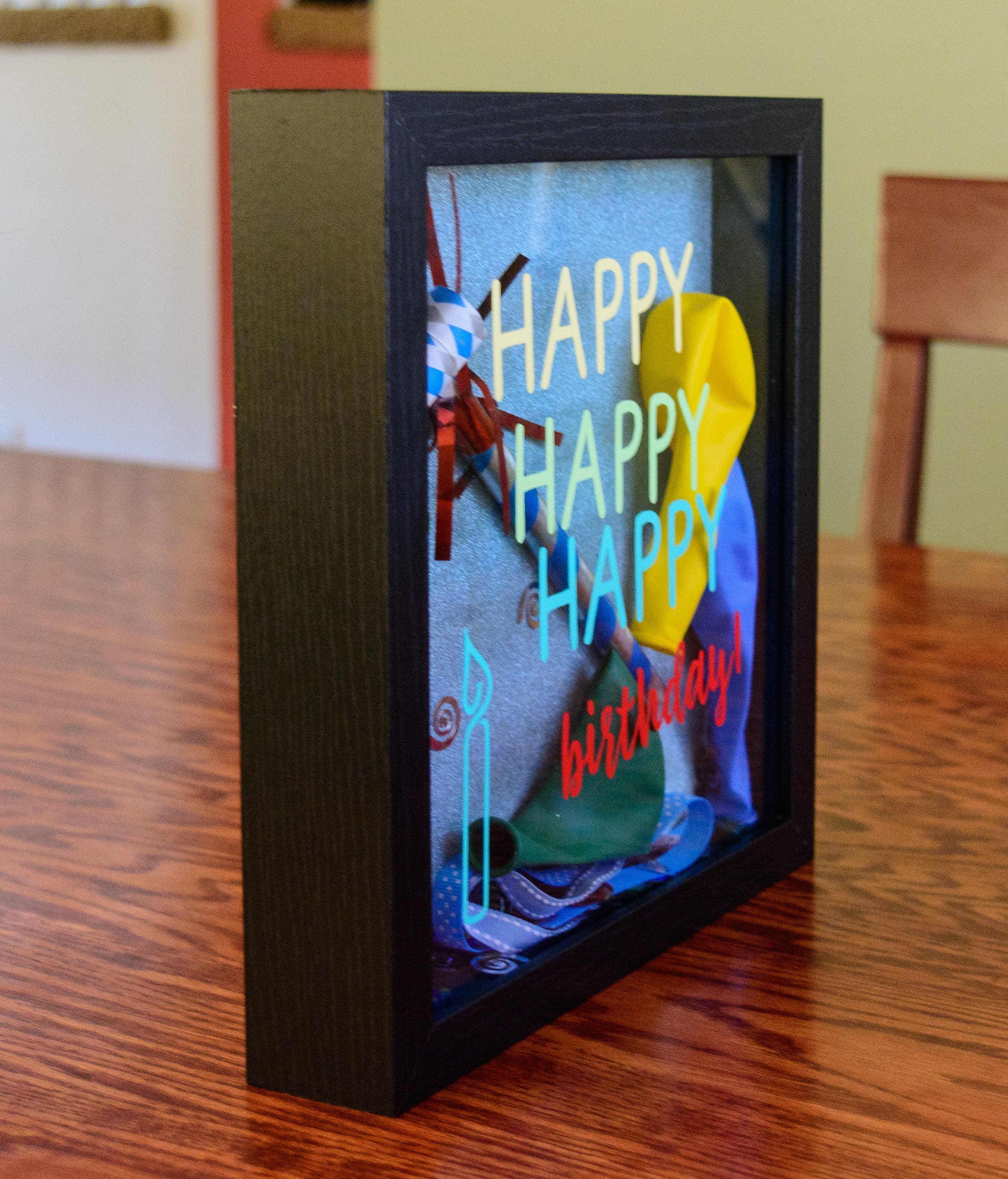 Original Shadow Box Art // Birthday Shadow Box // Happy Happy Happy