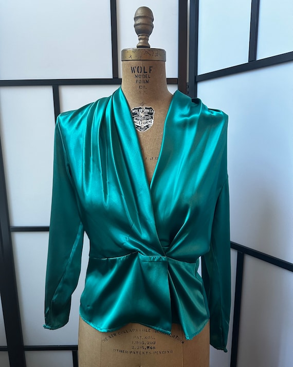 Vintage Tess Paris Milano Turquoise Faux Silk Long