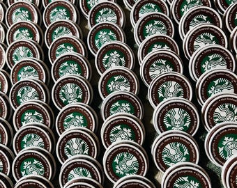 Veel van 50 Starbucks metalen kroonkurken mokka frappuccino deksels kunst ambachtelijke levering mokka koffiedrank schroef op toppen bruin