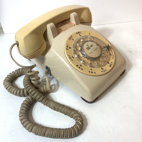 Rotary Dial Desktop Telephone Handset Bell System Almond WE 225 A Plug Vintage Tucson Arizona