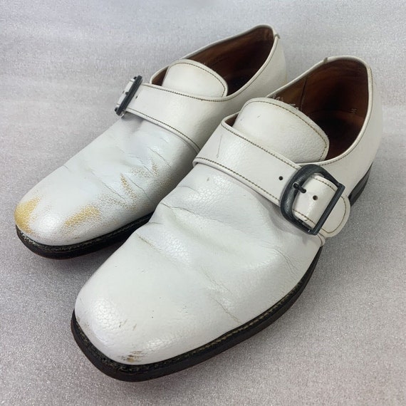 DuPont Corfam White Dress Shoes Strap Buckle 9.5 … - image 2