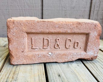 Red Clay Brick Paver Salvaged Vintage Southwest Stamped L.D.&Co. 1930s Tucson AZ - Louis DeVry And Sons Co Brickyard Arizona