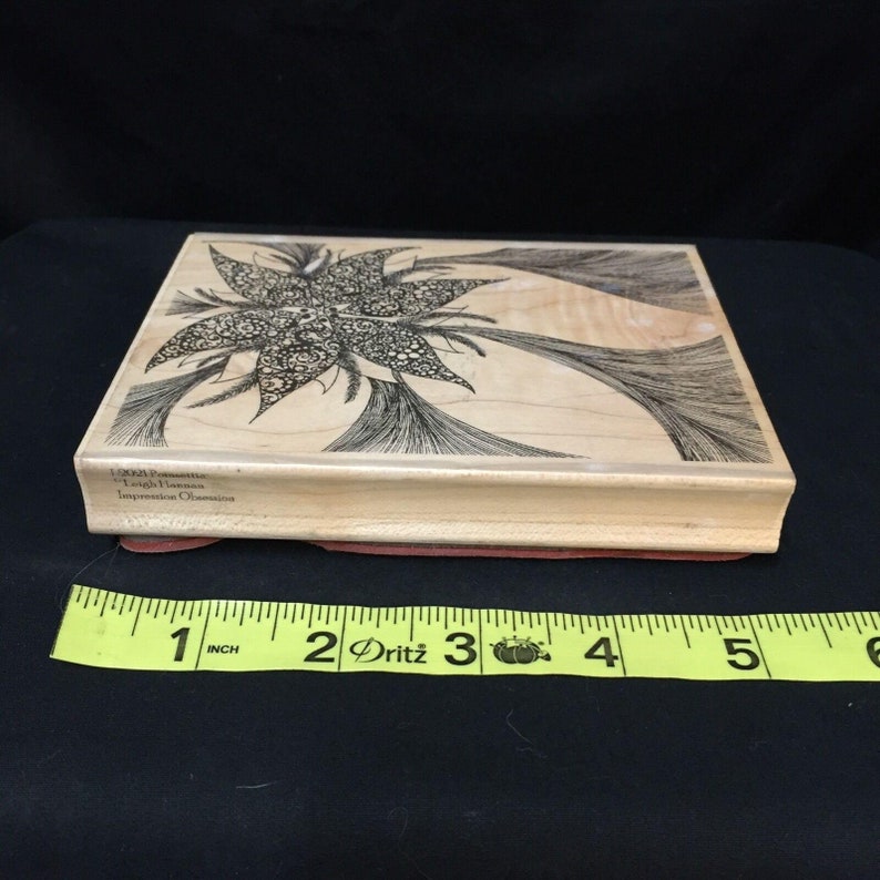 Wood-mounted Poinsettia Rubber Stamp #L2021 by Leigh Hannan for Impression Obsession 4 x 5.25. Christmas Plant