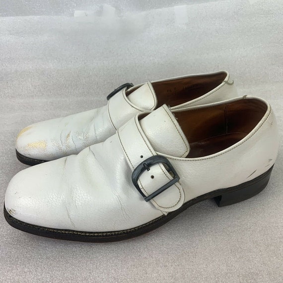 DuPont Corfam White Dress Shoes Strap Buckle 9.5 … - image 1