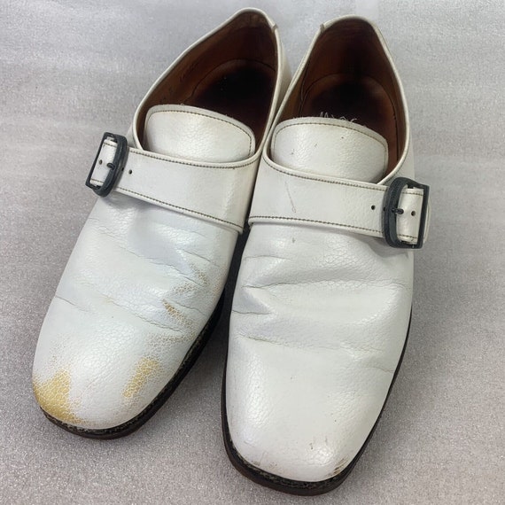 DuPont Corfam White Dress Shoes Strap Buckle 9.5 … - image 4