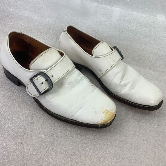 DuPont Corfam White Dress Shoes Strap Buckle 9.5 … - image 3