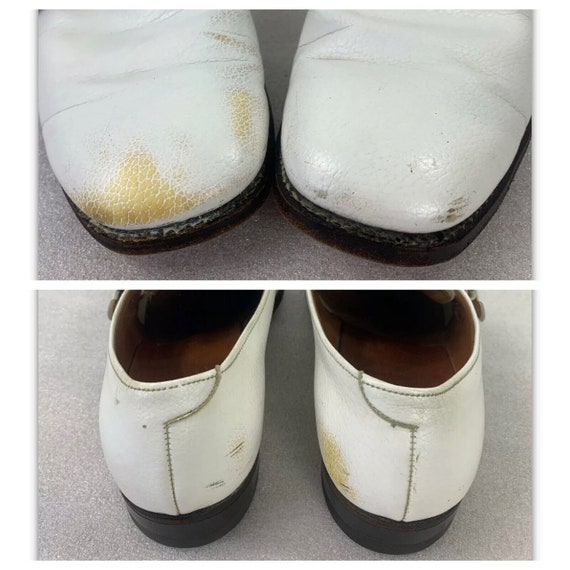 DuPont Corfam White Dress Shoes Strap Buckle 9.5 … - image 9