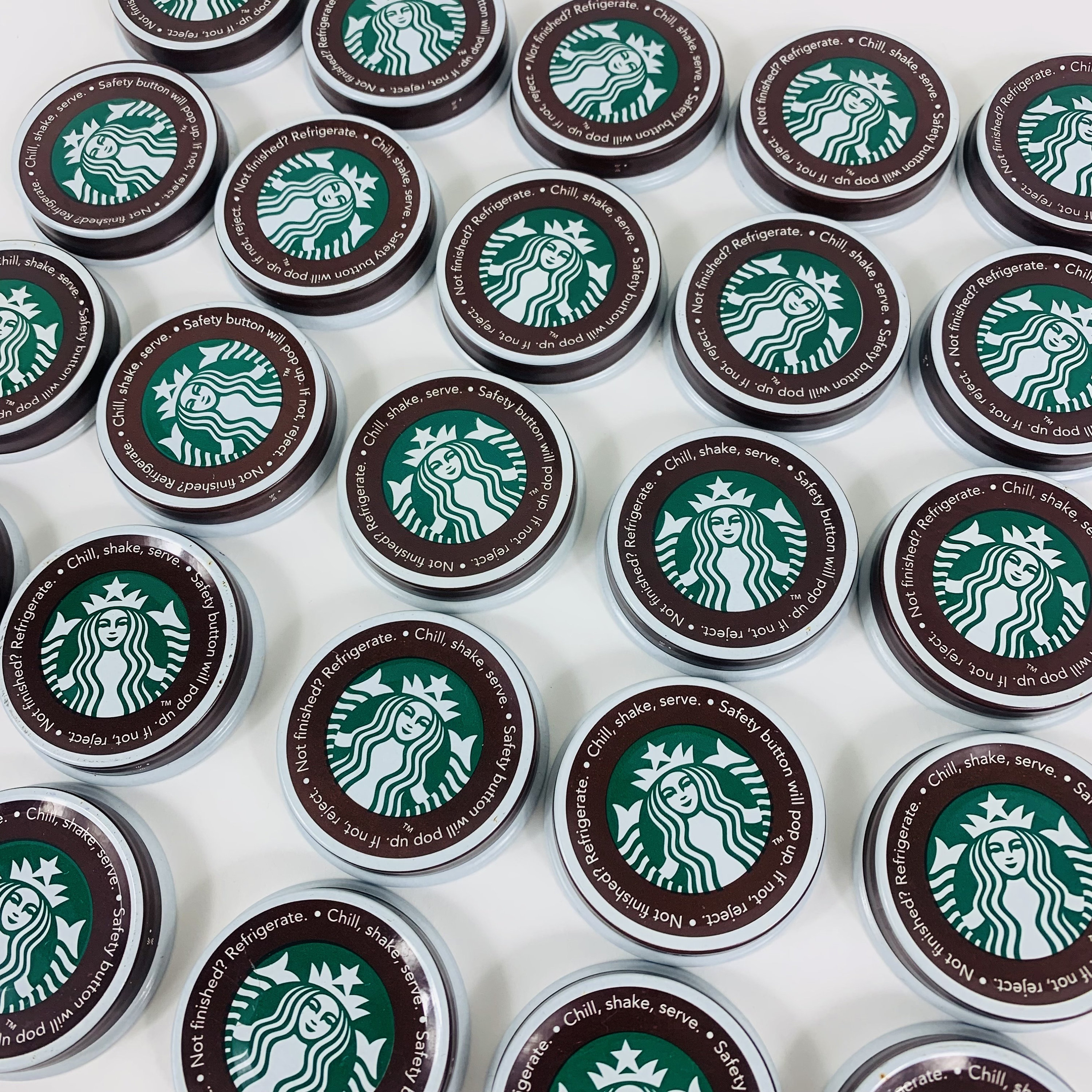 Lot of 25 Starbucks Metal Bottle Caps Mocha Frappuccino Lids Art